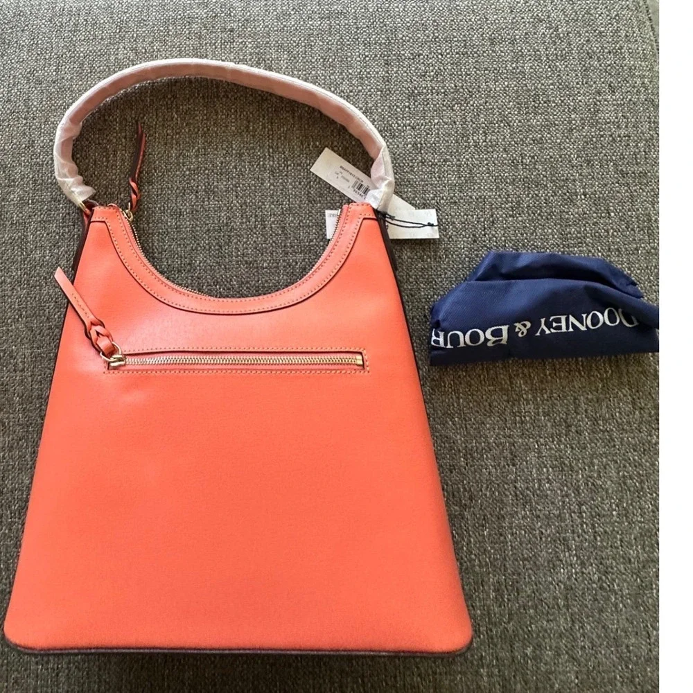 Dooney & Bourke Saffiano Leather Hobo Bag Coral Pink Orange BSAFF1613 CRCR New